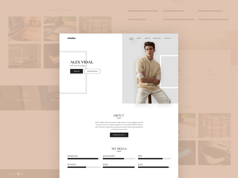 alex personal portfolio resume template free psd template resume portfolio template