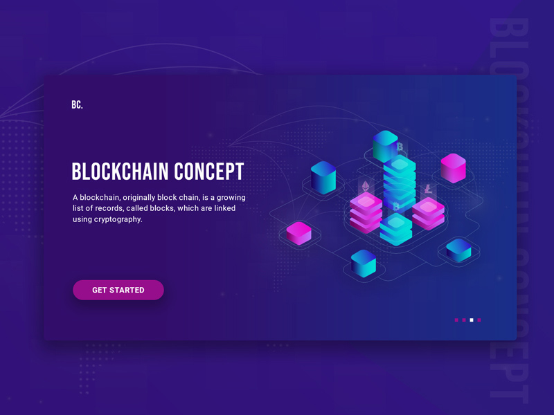 blockchain website header concept