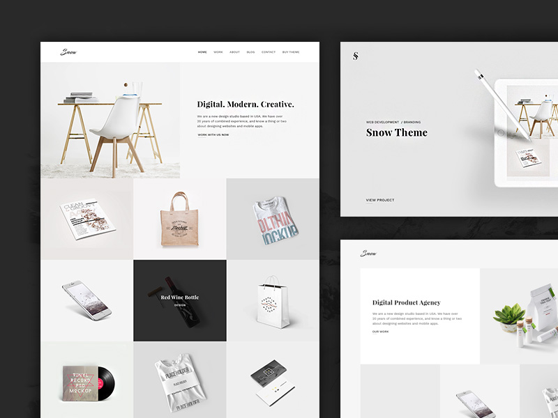 snow minimal portfolio template free psd template psd repo portfolio psd template free download