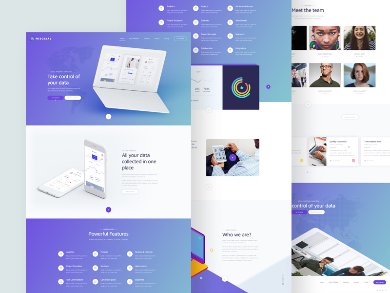 misocial website template freebie download photoshop resource