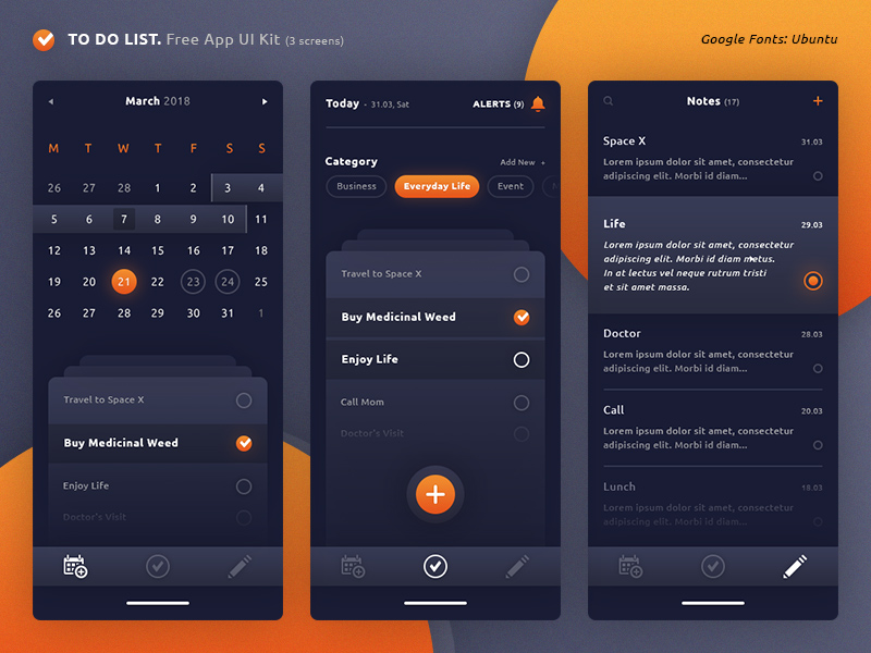 to do list app ui kit freebie download photoshop resource psd repo app ui